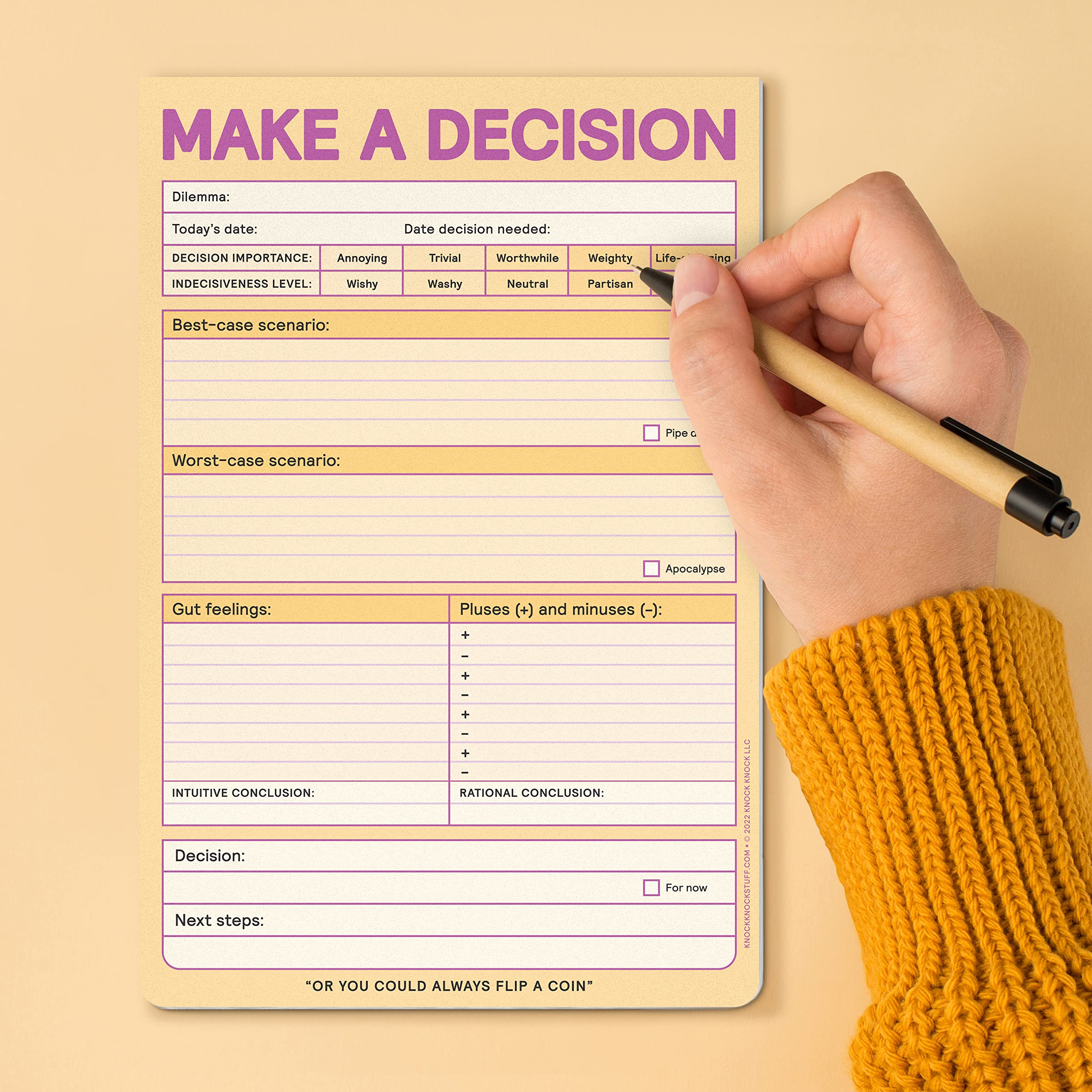 6-Count Knock Knock Make a Decision Pads, Checklist Funny Office Notepads, 6 x 9-inches each (Pastel) - Image 6