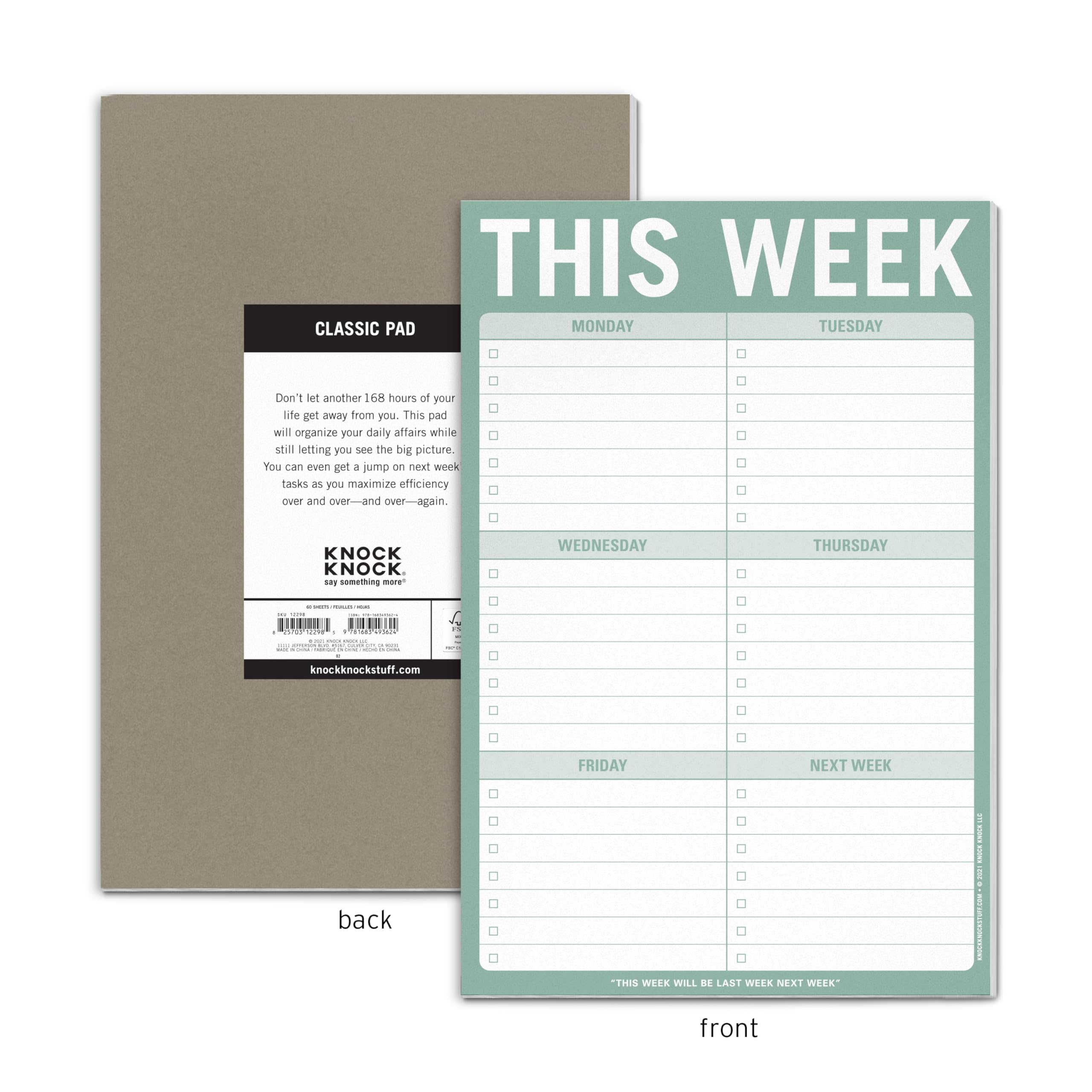 6-Count Knock Knock This Week Pads, To Do List Notepads, 6 x 9-inches each (Sage Green) - Image 3