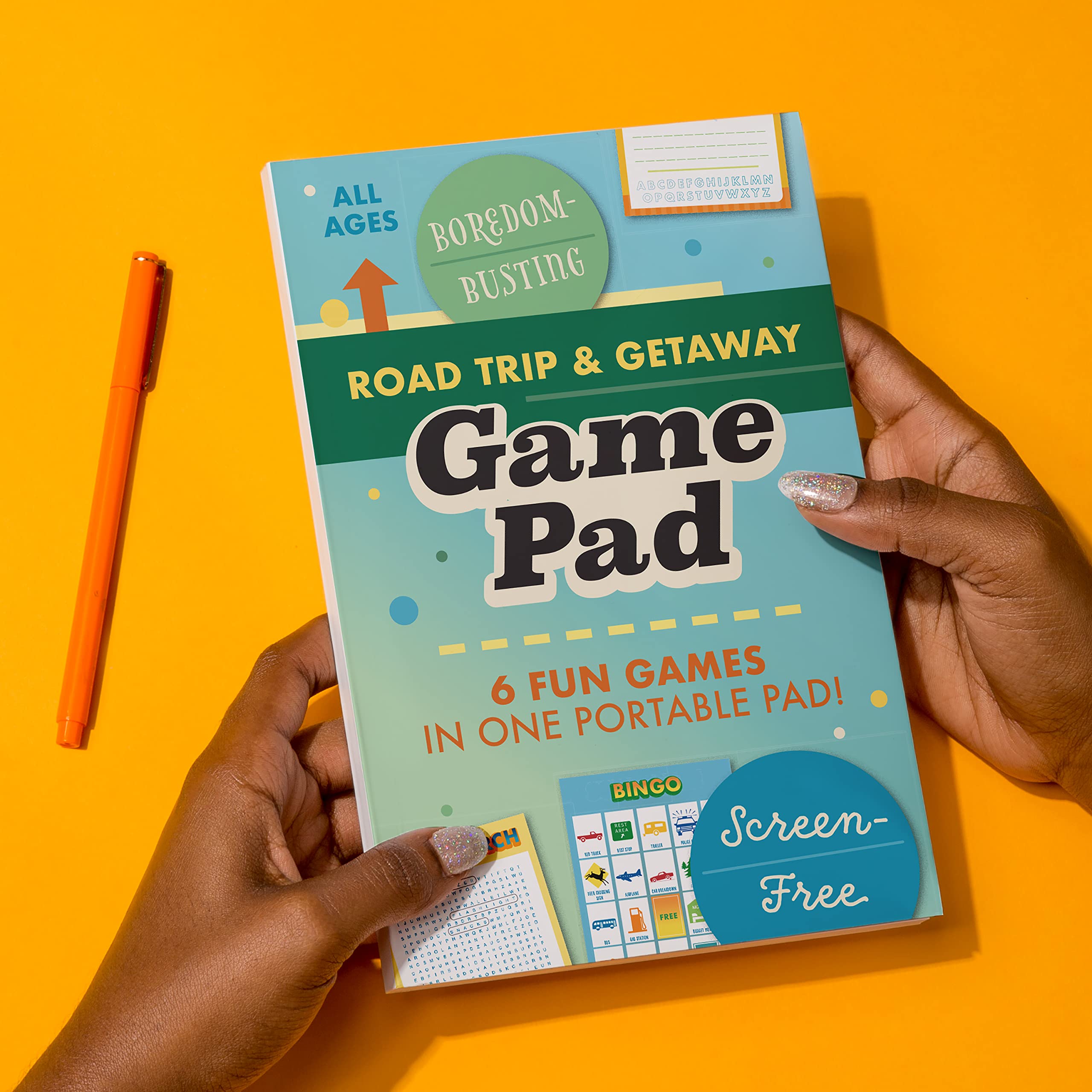 Knock Knock Roadtrip & Getaway On-The-Go Game Pad, Travel Car Activities for Kids, 6 Games (Sudoku, Super Tic-Tac-Toe, Hangman, Bingo, Word Search, Categories), 6 x 9-inches - Image 6