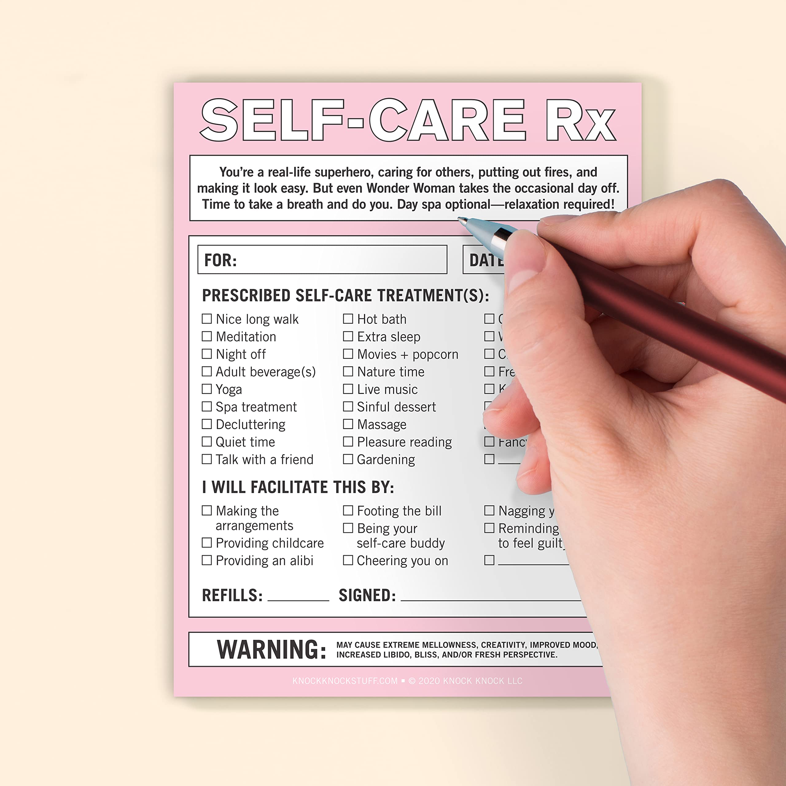Knock Knock Self-Care RX Nifty Note - Self Care Gifts & Funny Gift Ideas for Friends, 4 x 5.25-inches - Image 5